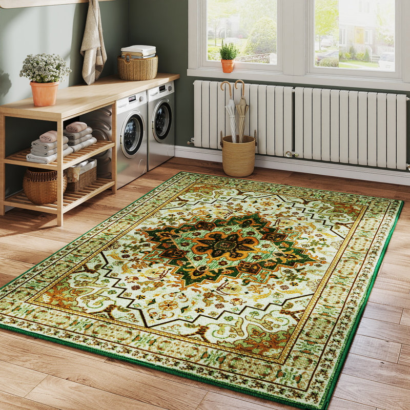 Non-slip indoor Bohemian floral carpet suitable for living rooms, studies, and bedrooms
