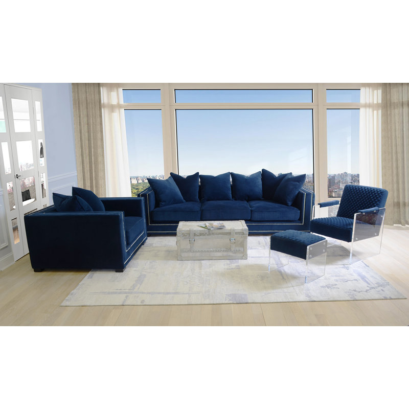 Tribecca Acrylic Base Accent Stool, Navy