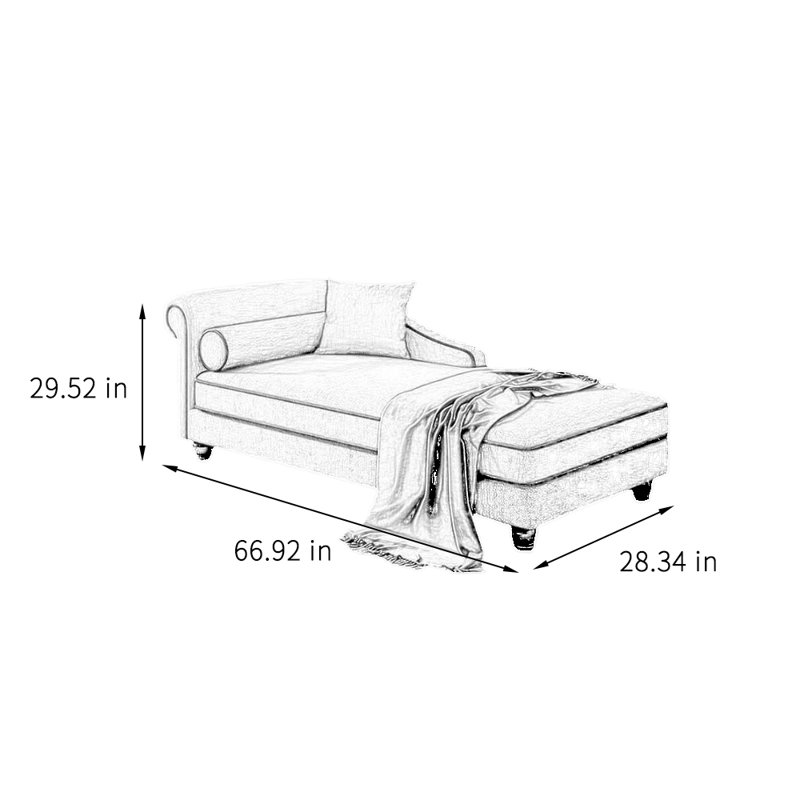 Chaise longue rembourrée Salum, Accoudoir à gauche (vu de face), Blanc crémeux