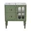  Retro Style 30'' Bathroom Vanity with Ceramic Sink Combo, Freestanding Single Vanity with 2 Drawers, Solid Wood Frame Storage Cabinet, Green