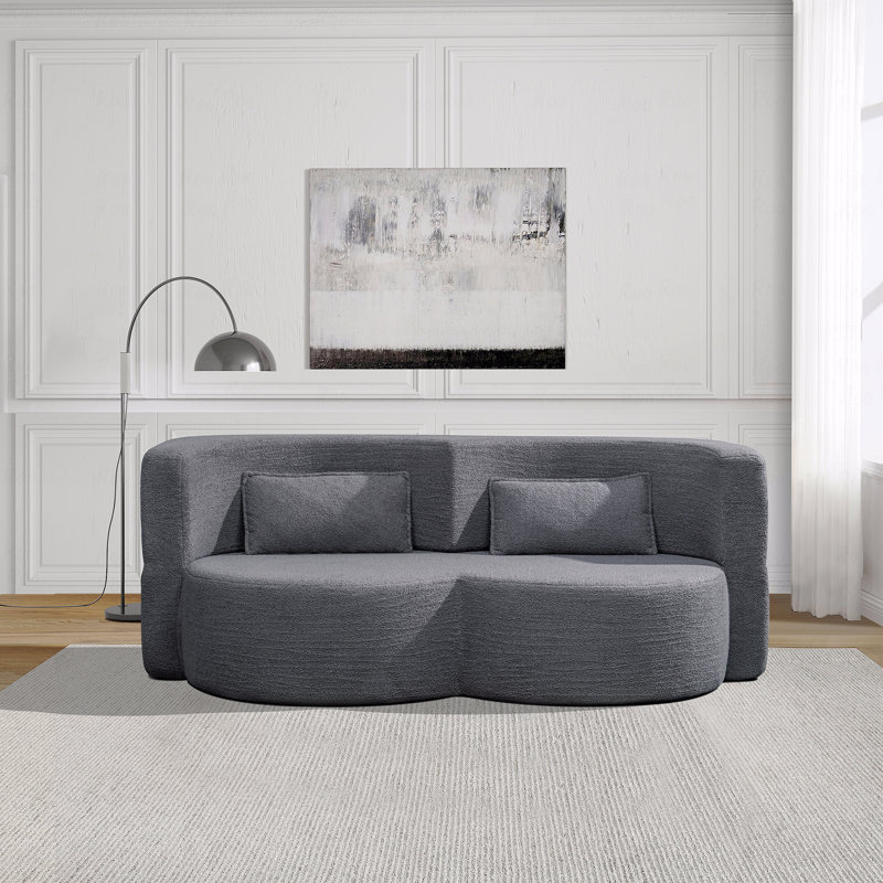Canapé-lit en tissu Teddy Bear: canapé-lit pliant, futon-lit en mousse, Gris