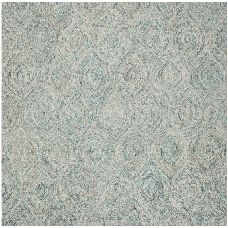 Kline Ikat Hand Tufted Wool Ikat Rug, Square 8'