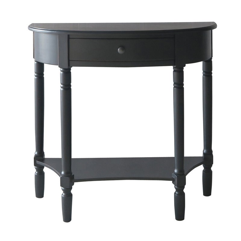 81cm Solid Wood Top Console Table, Black