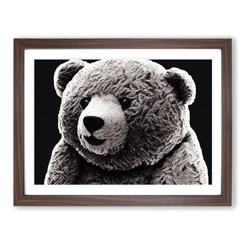 Charming Teddy Bear - Single Picture Frame Print, 46cm H x 64cm W x 2cm D, Walnut