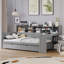 Lit de jour avec tablettes de rangement, lit multifonctionnel avec lit gigogne simple et bureau d'étude-379859963-379859958