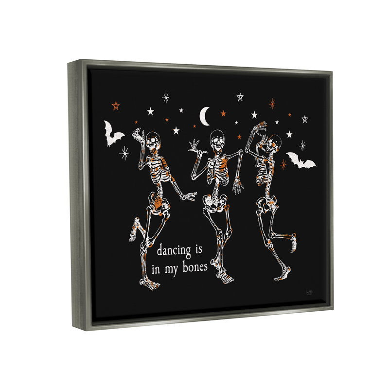 «Dancing In My Bones Skeletons» encadré sur bois par Lux + Me Designs, impression, H 11 po x l 14 po x P 1,5 po