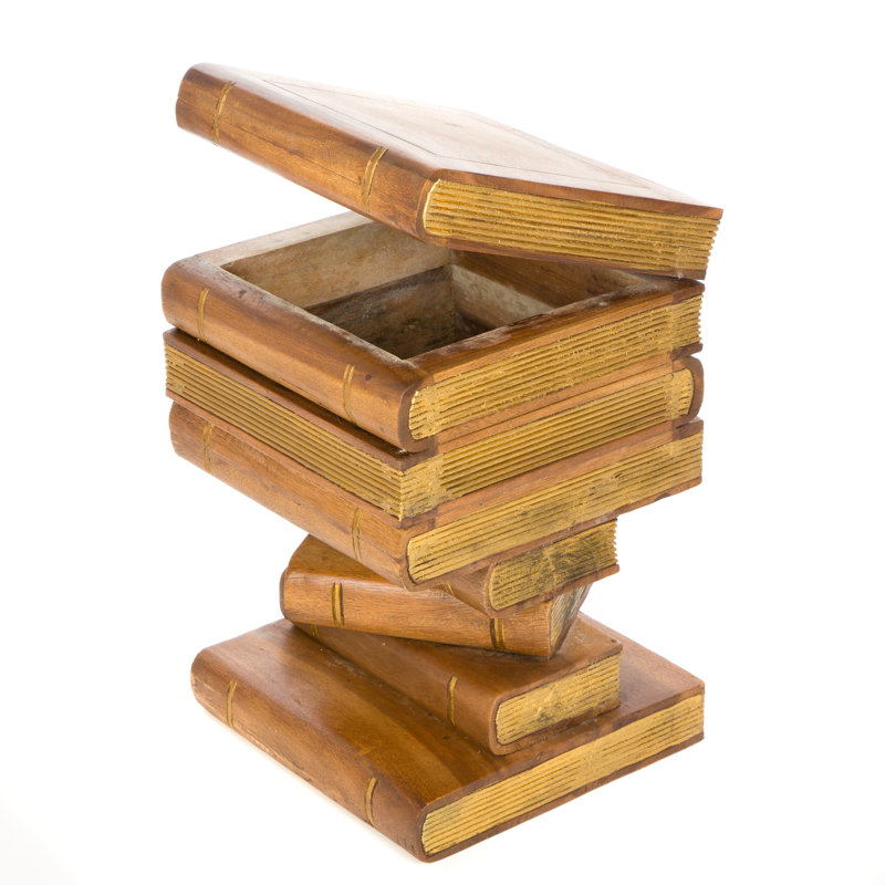 Solid Wood End Table, Natural/Gold