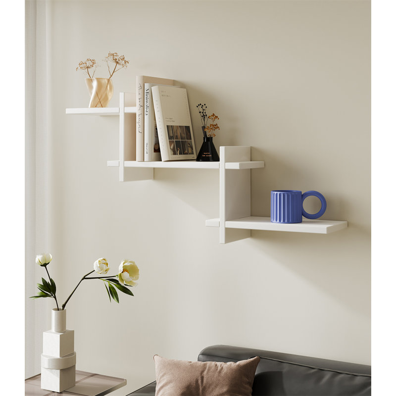 Solid Wood Floating Wall Shelf, White