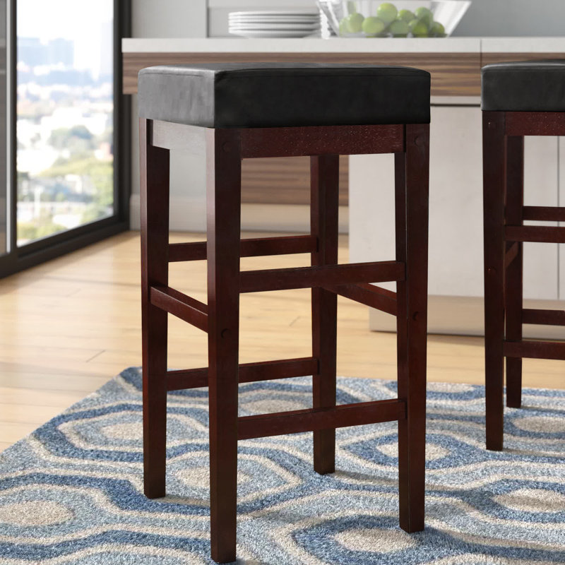Solid Wood Counter Stool, Crimson Red, Counter Stool (25" Seat Height)