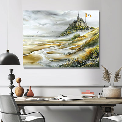 Abstrait paysage du Mont Saint Michel - France, reproduction sur métal
