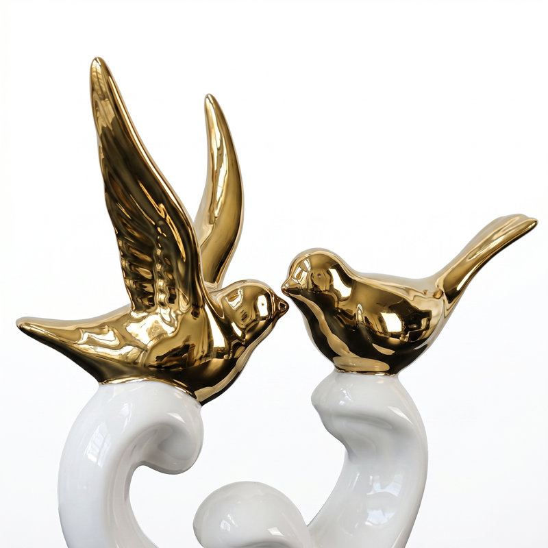Ensemble de figurines d'oiseaux en céramique Nordic Modern, White