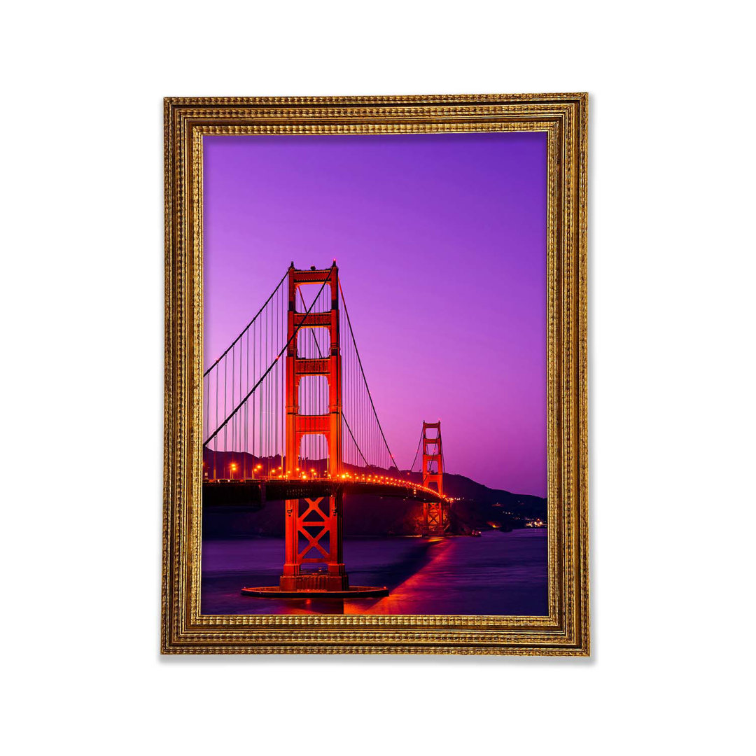 Golden Gate Bridge Pink Sky Glow - Einzelner Bilderrahmen Kunstdrucke