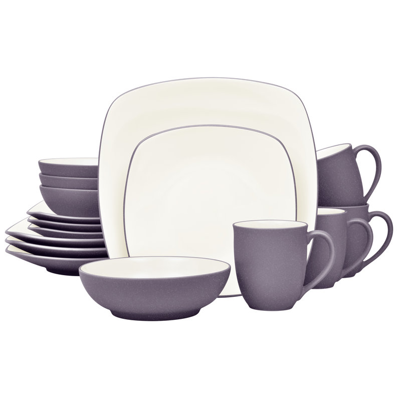 Service de table carré 16 pièces Noritake Colorwave, service pour 4, Prune