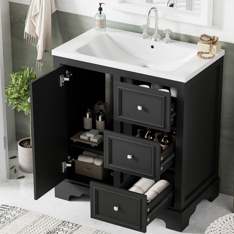 Armoire de salle de bain Vasanti, Noir