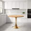 Table de salle à manger ronde Mid-Century moderne, plateau en faux bois de 31,5 pouces avec piédestal doré doux, conception peu encombrante pour la cuisine ou les petits espaces