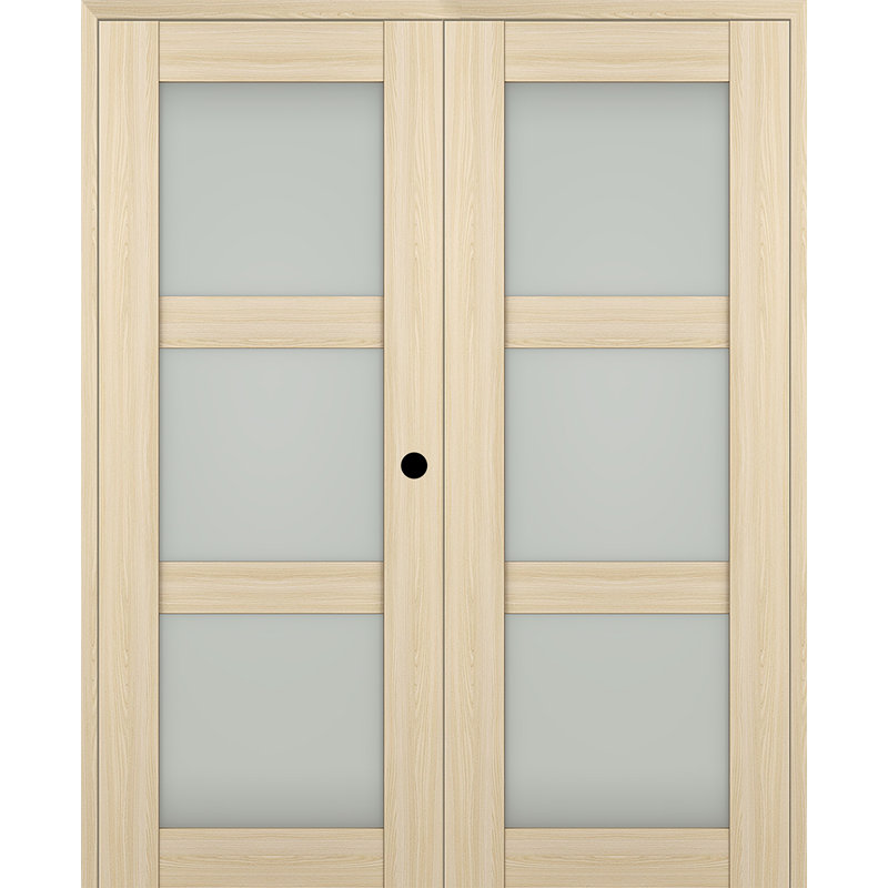 Porte standard à panneaux en bois manufacturé Avon 3 Lite, 35,5 po x 79,37 po, Frêne de la loire, Gauche