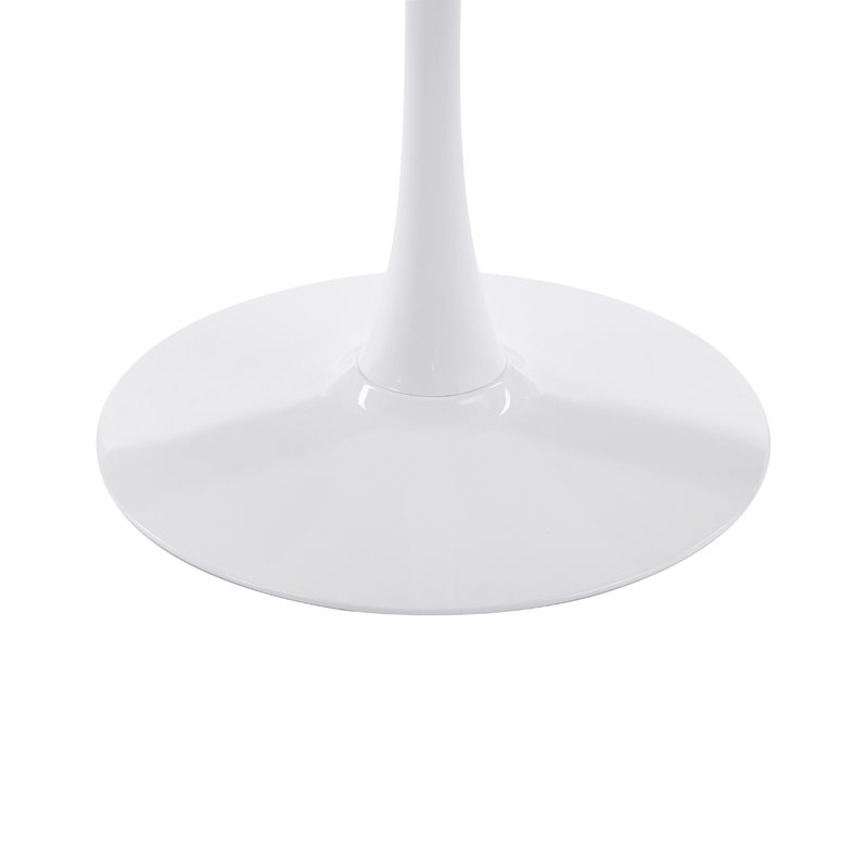 Table de salle à manger carrée avec base en métal, H 28,93 po x L 42,12 po x l 42,12 po, Blanc, Brun