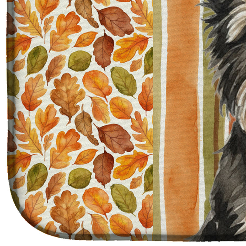 Black Cairn Terrier Heirloom Fall Dish Drying Mat