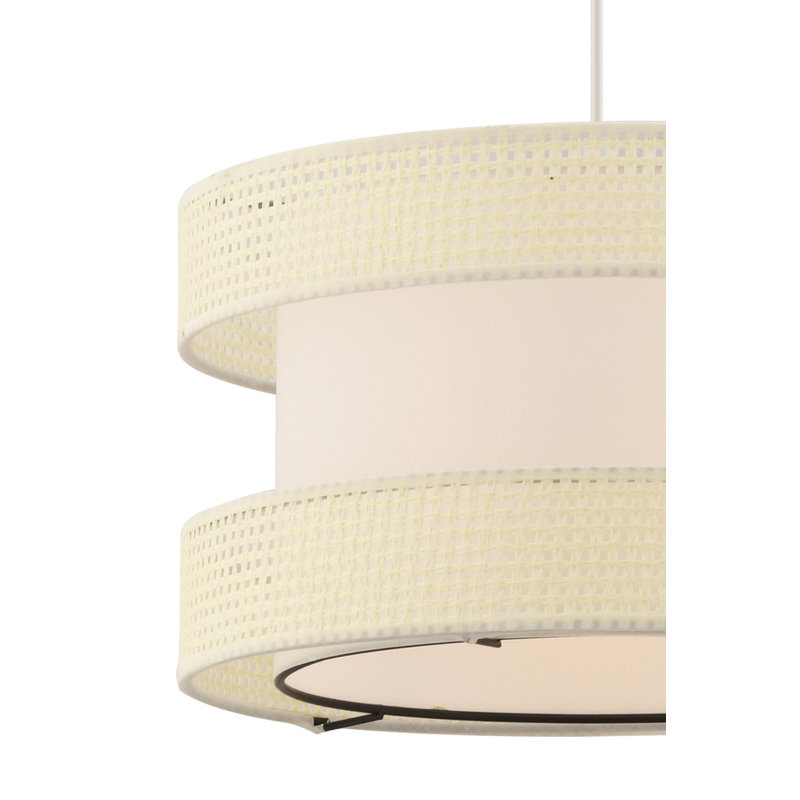 Lustre blanc élégant, structure en métal, 25,6 po x 25,6 po x 7,9 po | Certifié CE, douille E27 (60 W maximum) | Parfait pour le salon, la salle à manger ou la chambre à coucher | Design élégant avec capuchon en coton pour un décor moderne