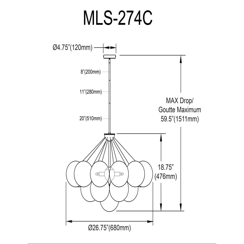 Miles 4 Light Chandelier, Polished Chrome