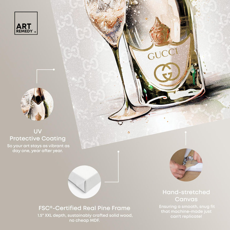 Art mural Splash of Champagne, Drinks and Spirits, Toile tendue, H 54 po x l 36 po