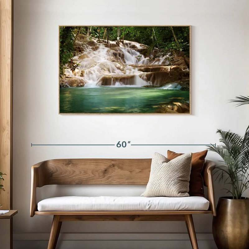 Dunn's River Falls, Cadre flottant en bois naturel, 43 po x 29 po
