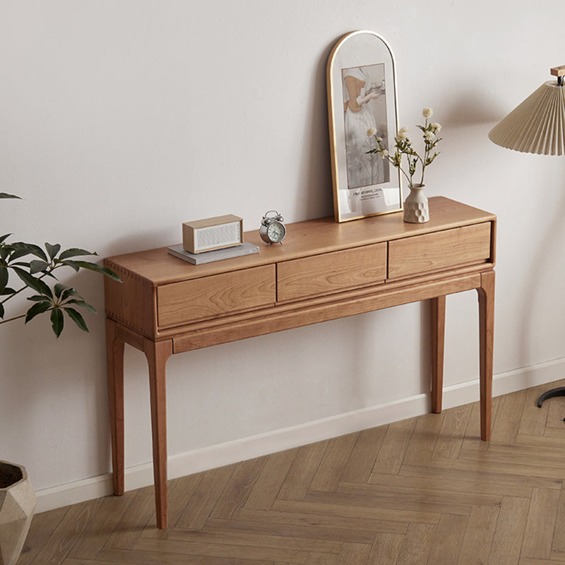 Modern simple console table, 35.4" H x 54.3" W x 13.8" D, Natural Wood