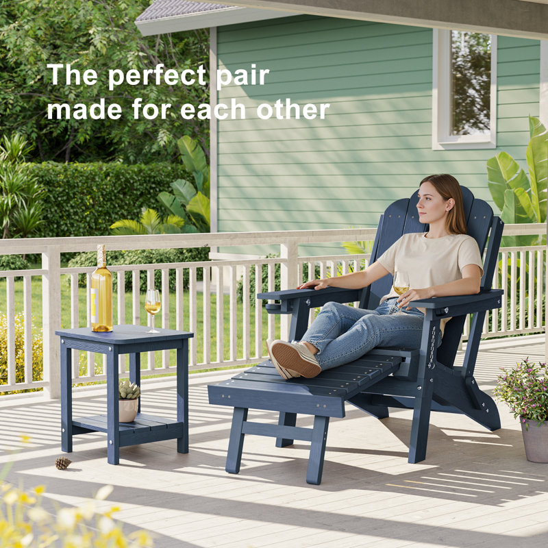 Small Outdoor Side Table, All-Weather HIPS Plastic Patio Coffee Table End Table, All-Weather Outdoor Table for Deck Backyard Garden Pool Lawn Porch