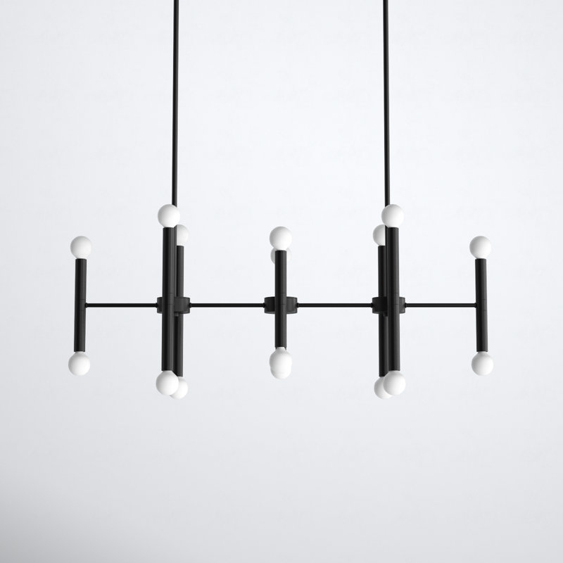 Jamir 16 - Light Dimmable Modern Linear Chandelier, Black
