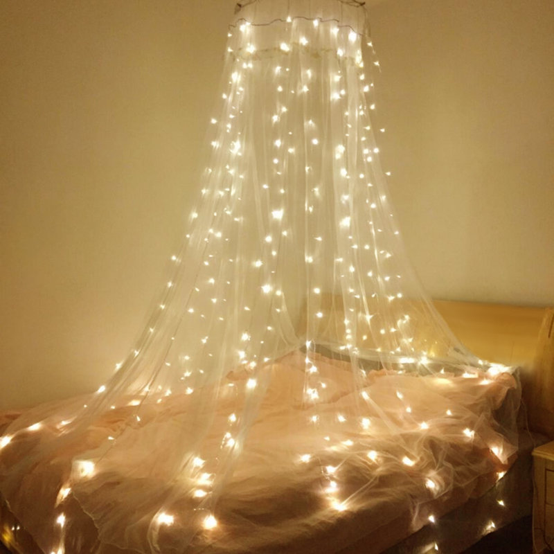 Vanbuskirk 9.8ft x 9.8ft LED String Light, Plug-in Curtain Fairy Light, Warm White