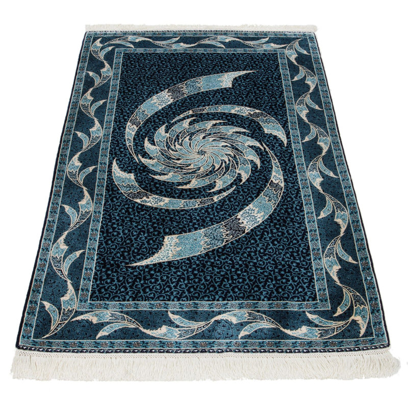 Tapis turc bleu marine et ivoire 3x5