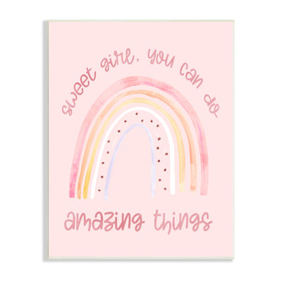 " Sweet Girl Amazing Things Phrase Pink Spotted Rainbow " by Daphne Polselli