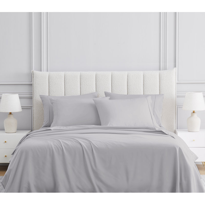 Organic Cotton 100% Cotton Sheet Set, Queen Sheet Set with 2 Pillowcases, Silver