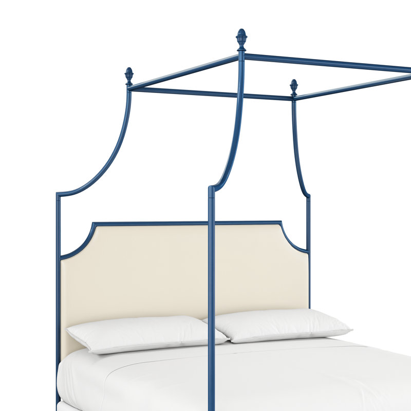 337 Flying Arch Canopy Bed | Complete Canopy, King, Navy Blue/Beige