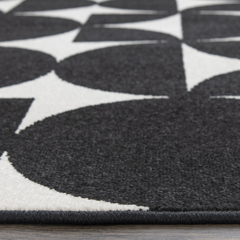 Tapis noir / blanc Bairo, Rectangle 2 pi x 3 pi