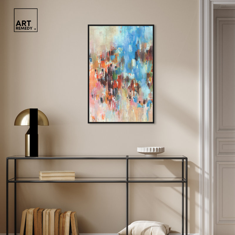 Art Remedy Blue Abstract Wall Art with Black Frame, 20" x 30"