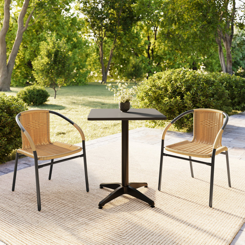 Ensemble de 2 chaises de restaurant Arthor Rattan, Beige