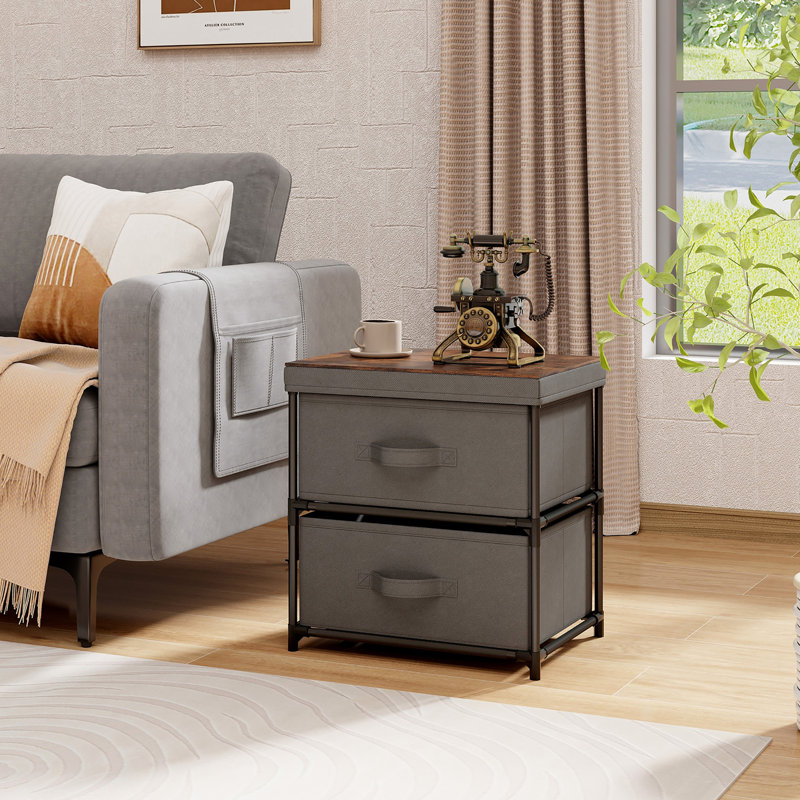 Ebern Designs 2 pièces 2 tiroirs commode de rangement en tissu, Ensemble de 2