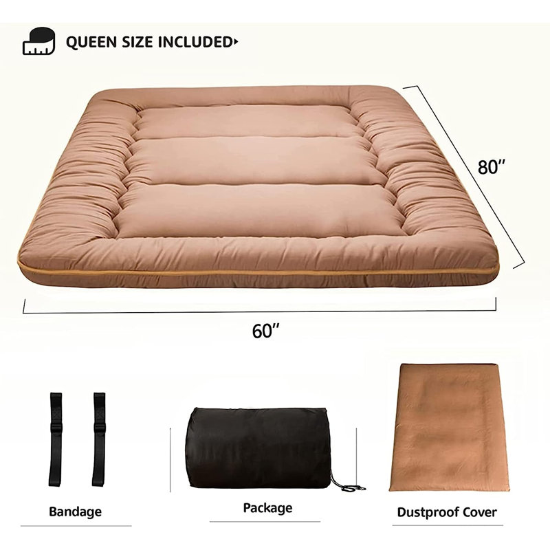 Missoula Queen 4'' Memory Foam Mattress Pad, Light Brown
