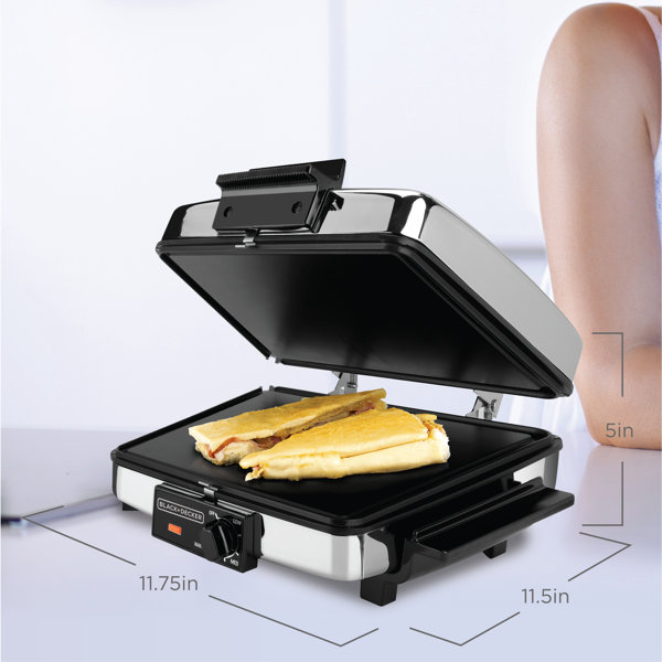 Mainstays Black 2 in 1 Waffle and Sandwich Maker, Nonstick, Removable Plates, New