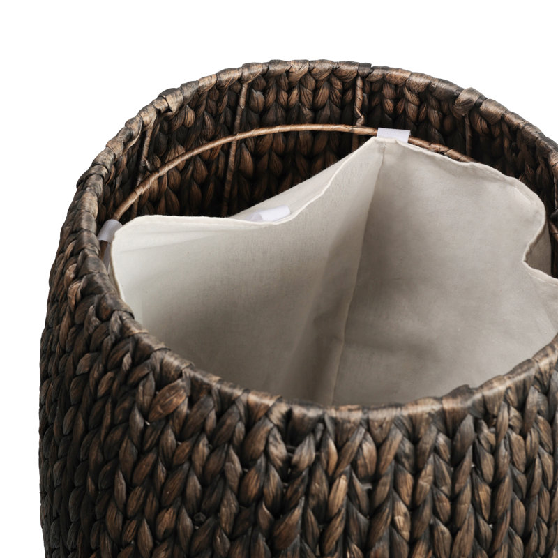 Tabouret de baril de rangement en jacinthe tissée à la main 21,06 po, Black