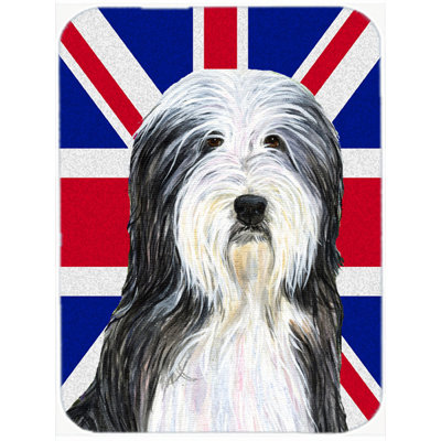 Collie à barbu avec panneau de coupe en verre à drapeau anglais britannique caroline Union Jack
