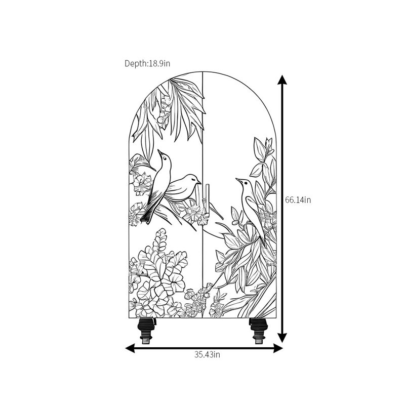 Simple Flower And Bird Colour Printed Wardrobe