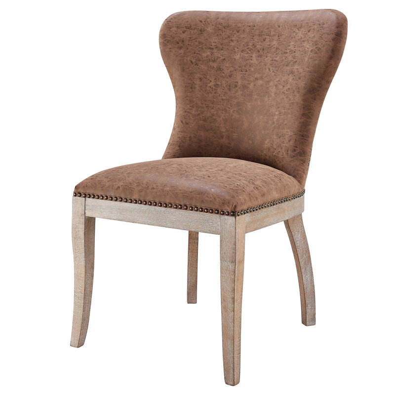 Dawley 20'' H Upholstered Side Chair, Nubuck Chocolate faux leather, Brown