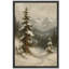 «Snowy Pine Forest Mountain Landscape Decor», reproduction d'art sur toile encadrée.-278928308-278928310