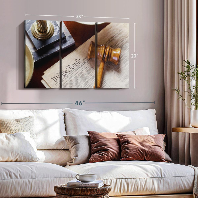 "Justice and Constitution" sur toile, H 20 po x l 33 po x P 1,25 po