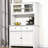 63.5" Kitchen Pantry With . Antique White Storage. 4 Shelves, Drawers, Glass Doors. Holds Dishes, Pots, Cookbooks. Open For Microwave. Rustic Theme. Feature. Assembly Required Storage Cabinet Pantry.