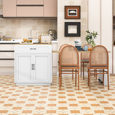 Îlot de cuisine élégant et polyvalent avec salle à manger rétractable, rangement spacieux et charge intégrée