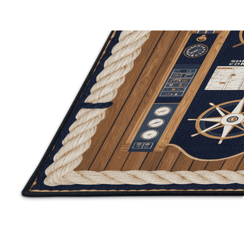 Washable Ships Bridge Coastal Area Rug, Runner 2' x 4'