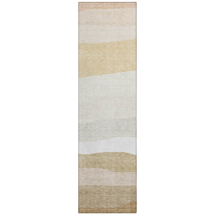 Machine Washable Indoor/Outdoor Xhevrie Wheat Rug